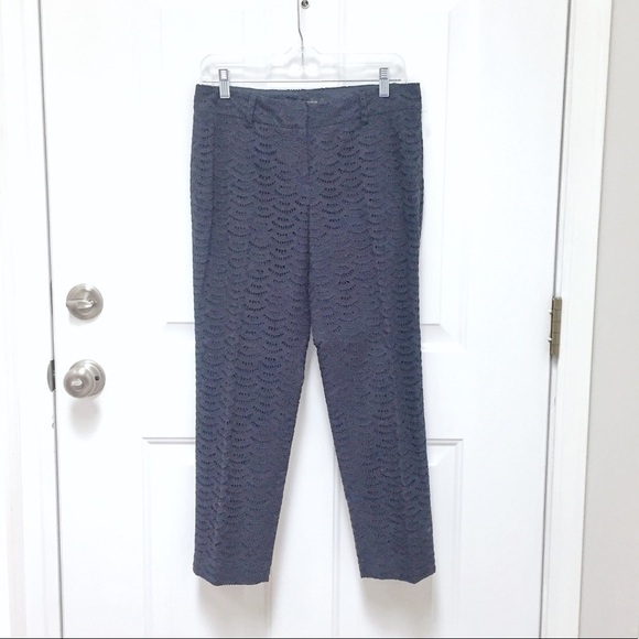 Ann Taylor Navy Eyelet Scalloped Dress Pants - Picture 2 of 5